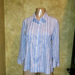 Vince Striped Button Down Top Size 8.